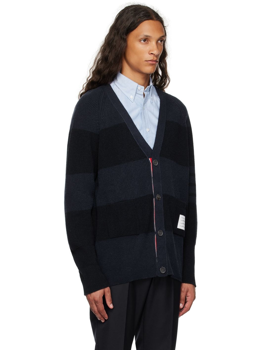 Navy 4-Bar Cardigan - 2