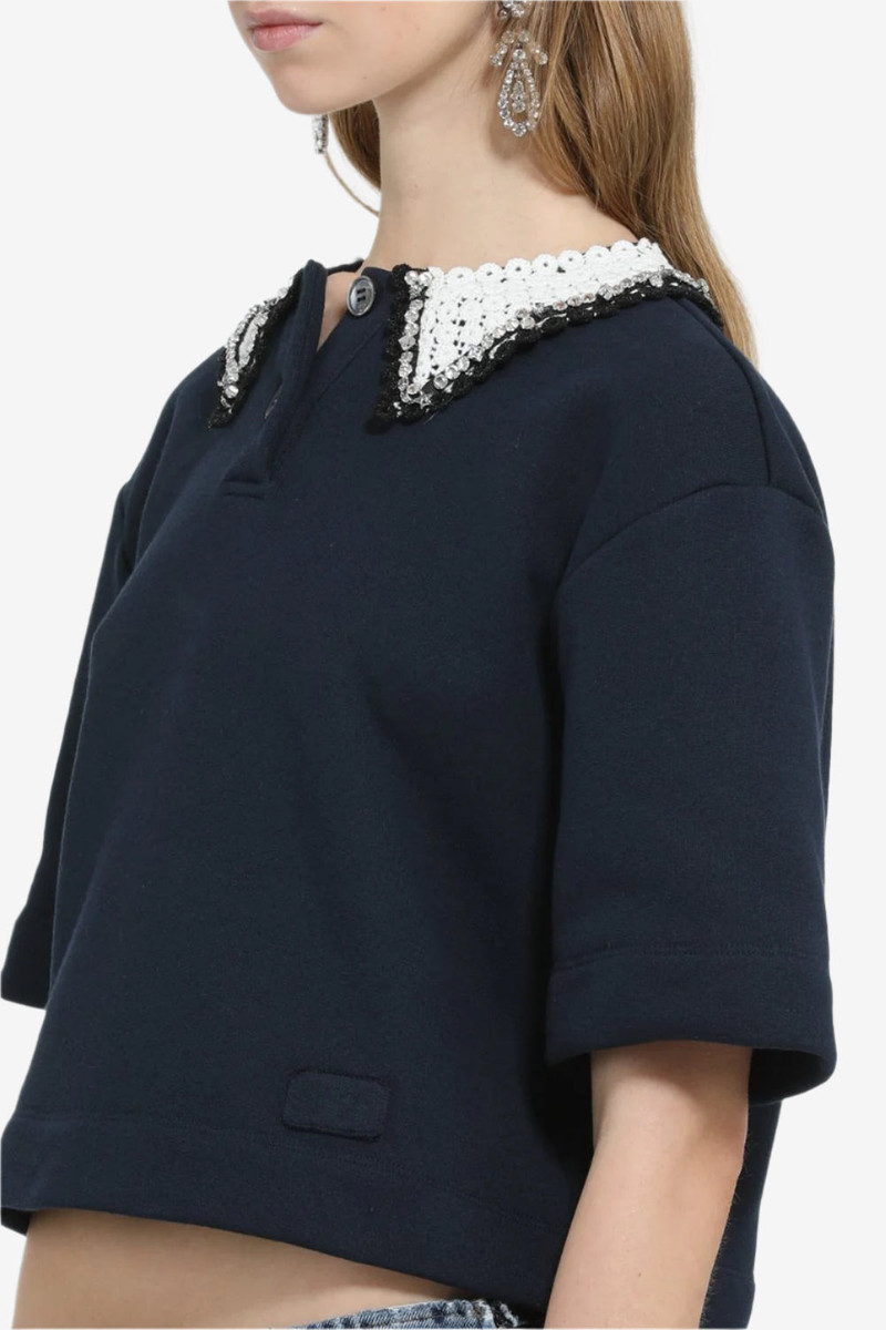 CROP POLO WITH EMBROIDERED COLLAR 5