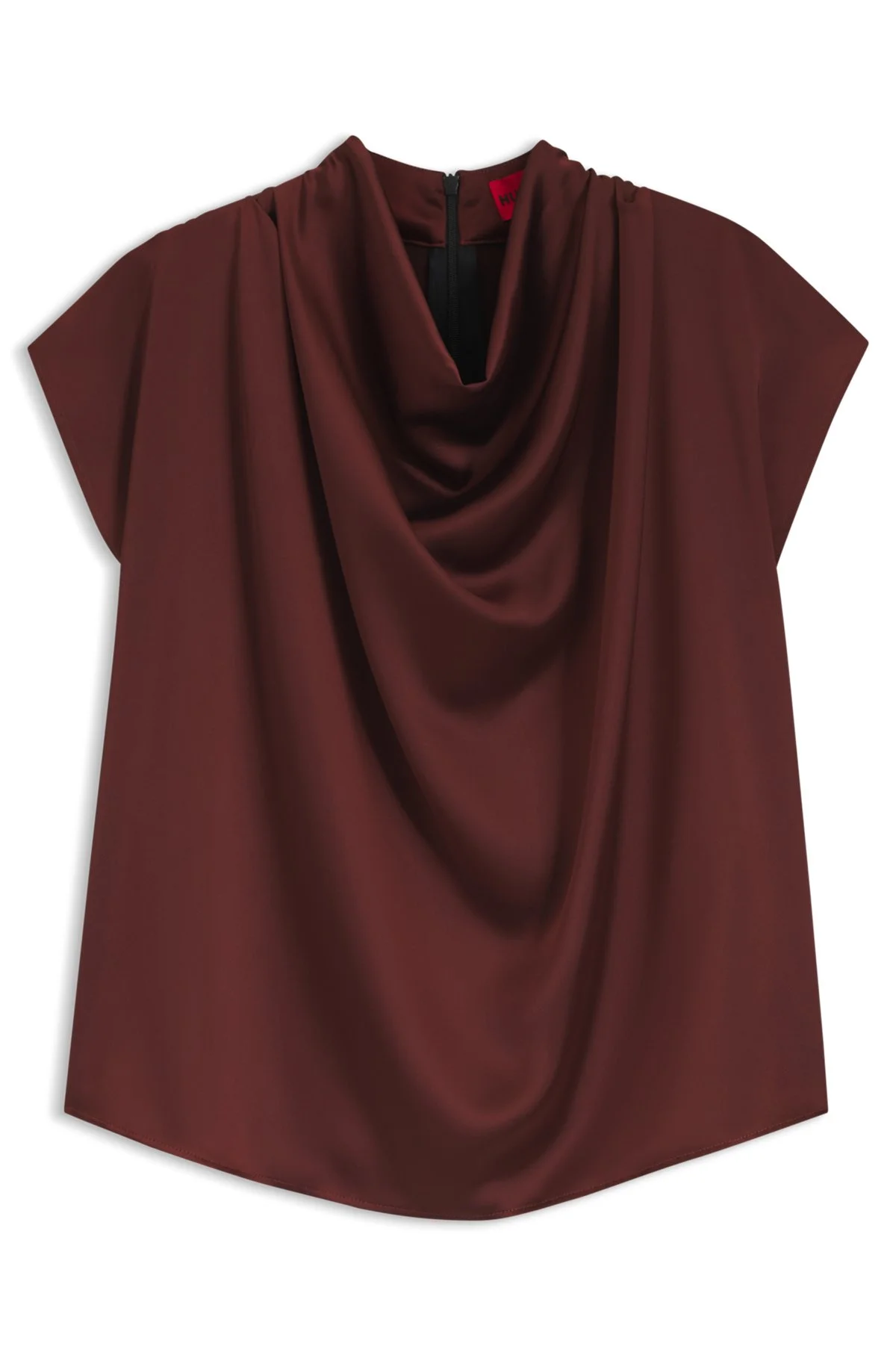 SATIN TOP WITH DRAPED NECKLINE - 1