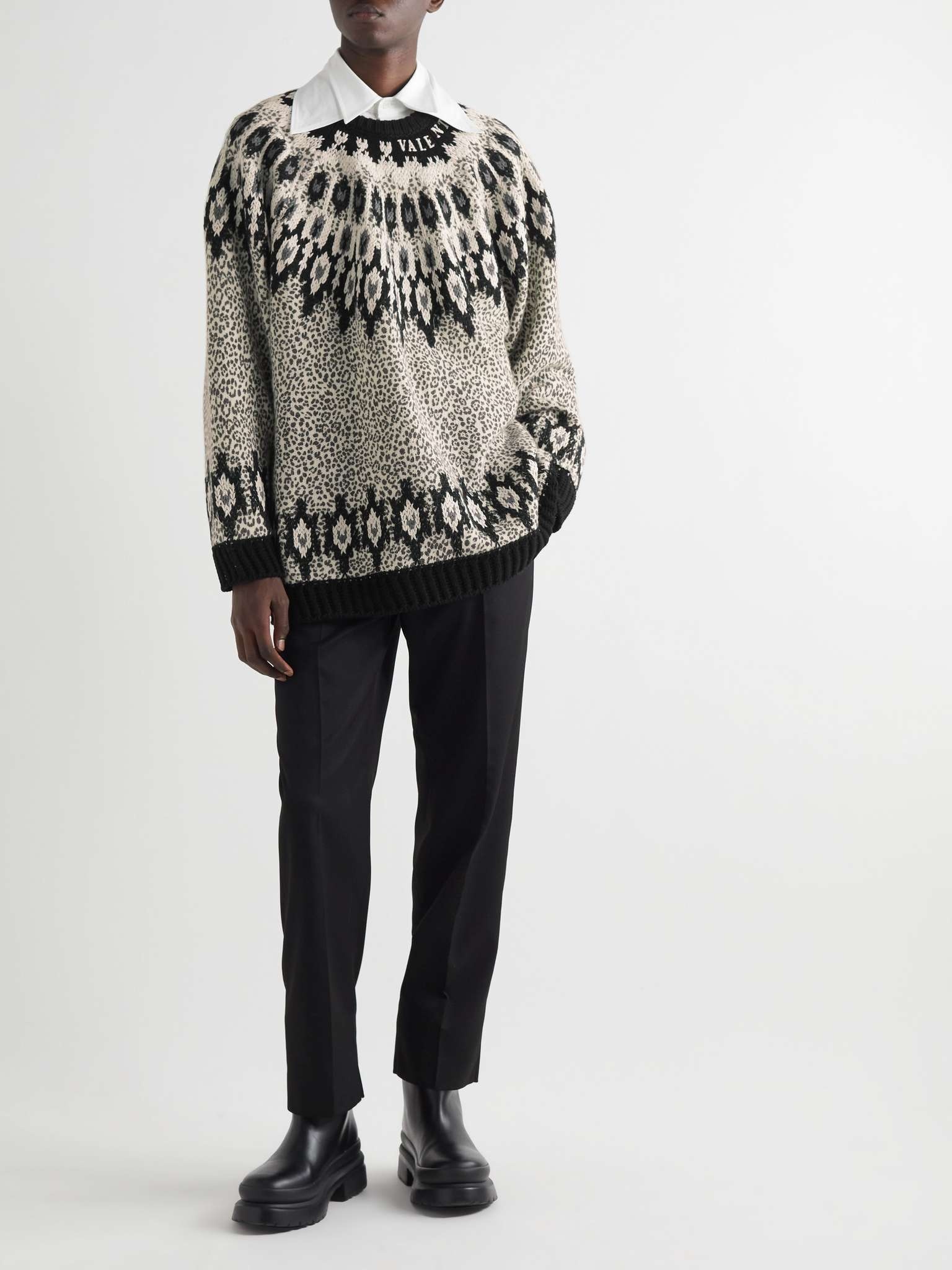 Embroidered Leopard-Print Virgin Wool Sweater - 4