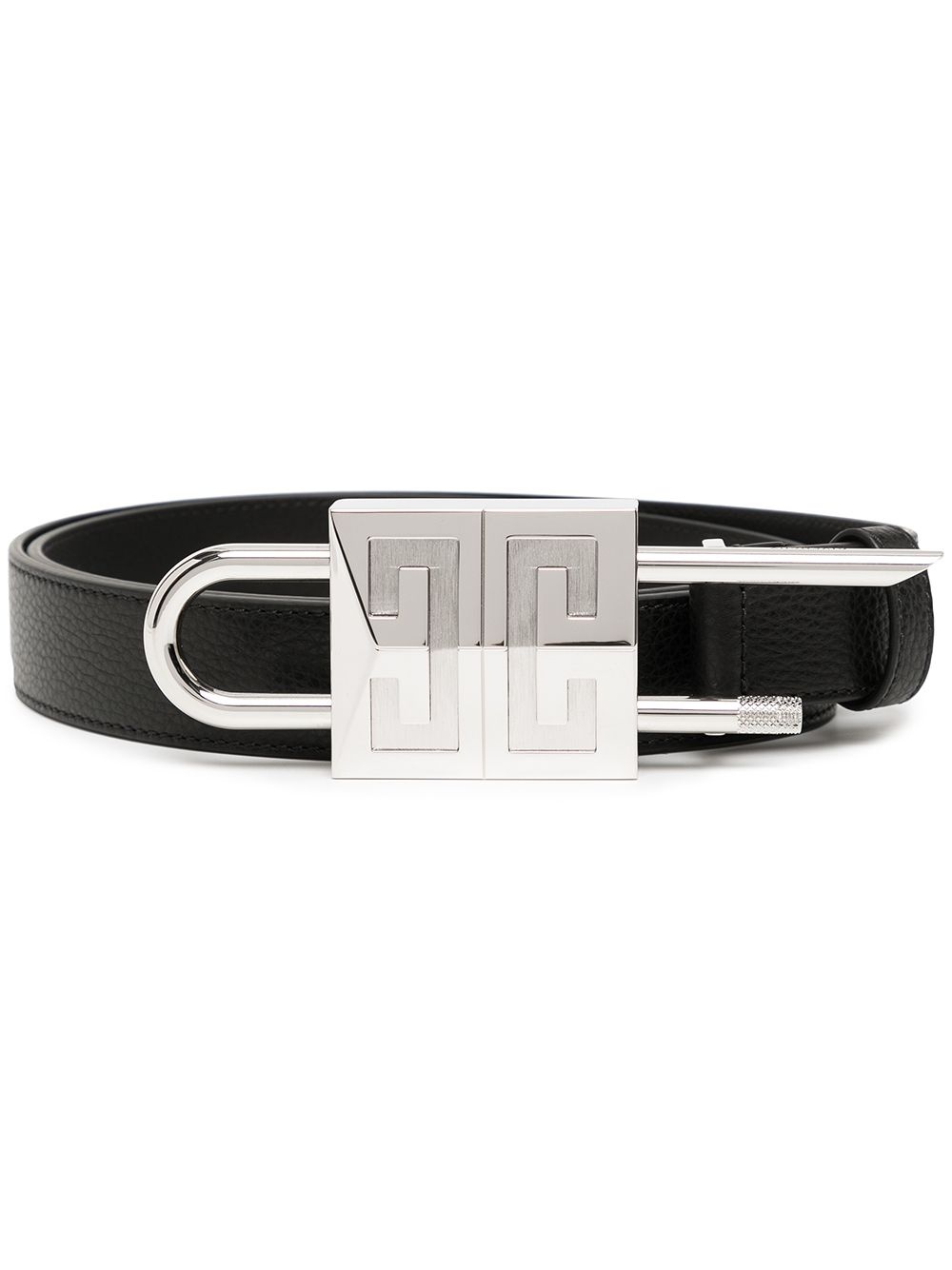 logo-plaque leather belt - 1