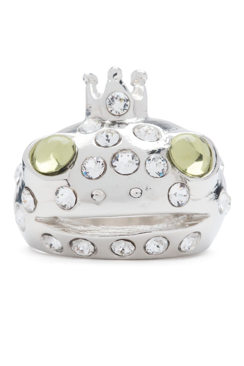 SILVER LIME FRECKLES FROG PRINCE RING 1