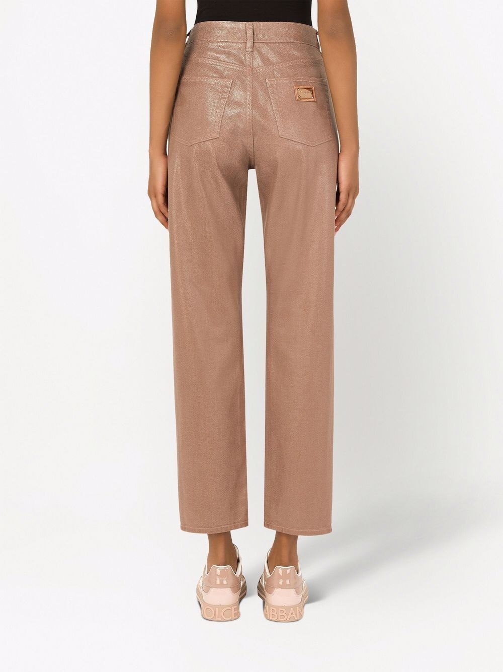 metallic cropped leg jeans - 4