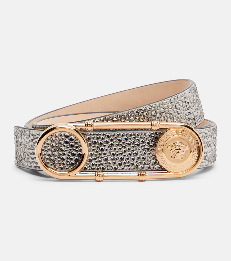 Safety Pin embellished leather belt 1
