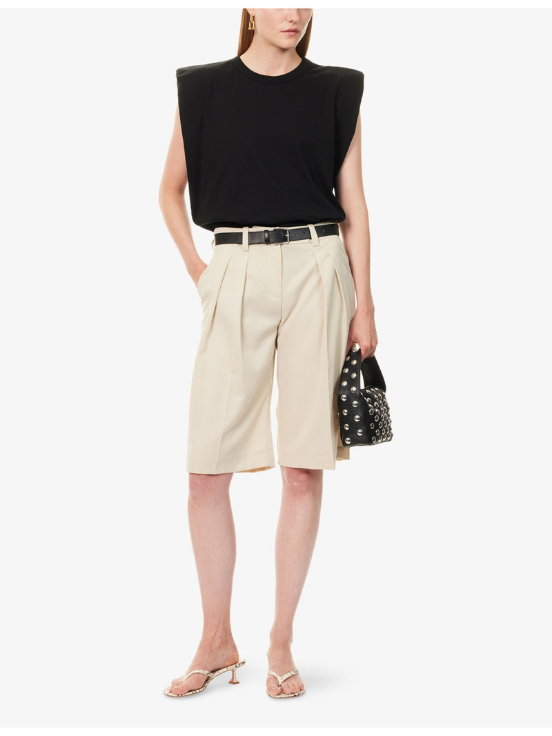 The Frankie Shop Eva Padded-Shoulder Cotton-Jersey Muscle T-Shirt outlook