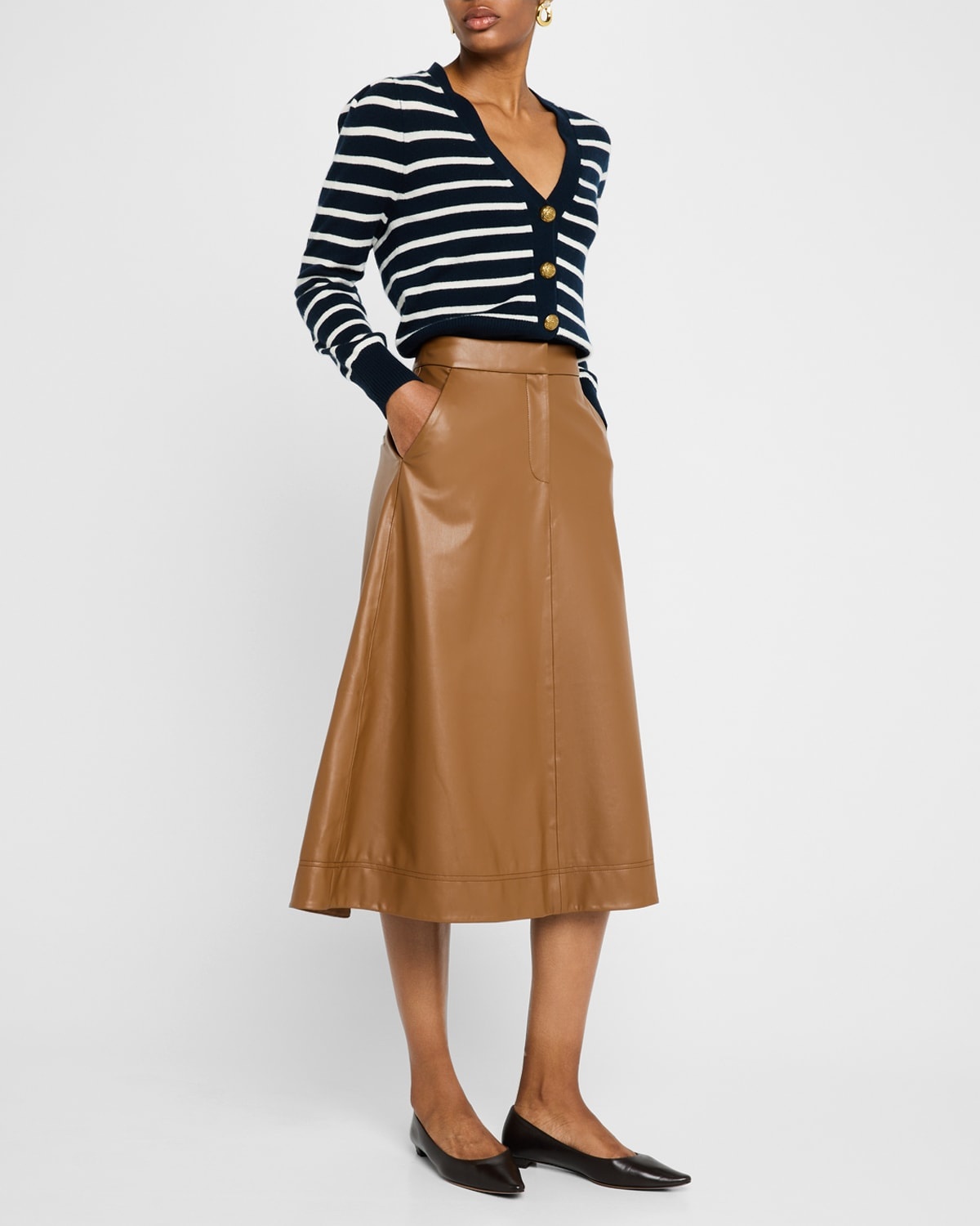 Louise Faux Leather Midi Skirt - 3