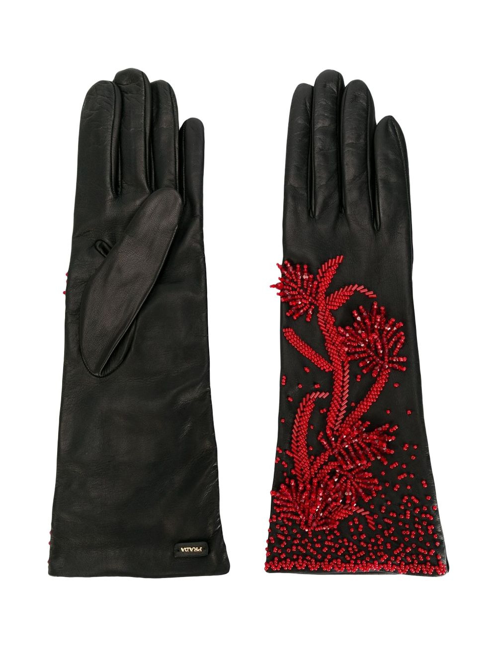 floral appliqué gloves - 1