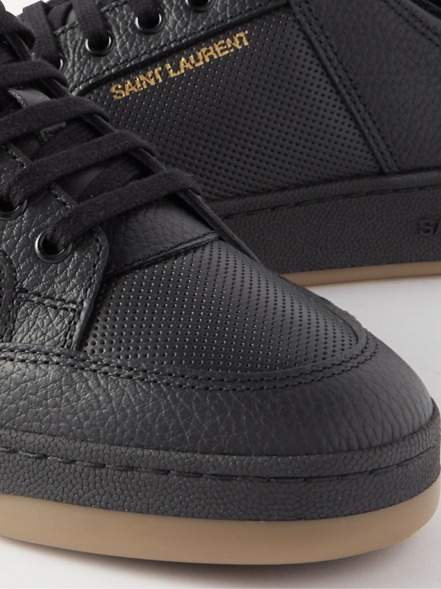 SL/61 Perforated Leather Sneakers Black - 6