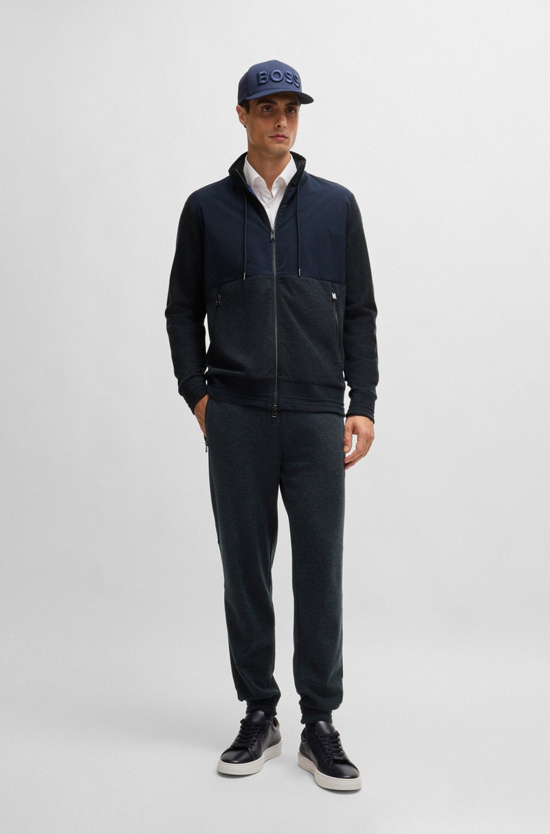 BOSS REGULAR-FIT ZIPPED SWEATSHIRT IN MIXED MATERIALS outlook