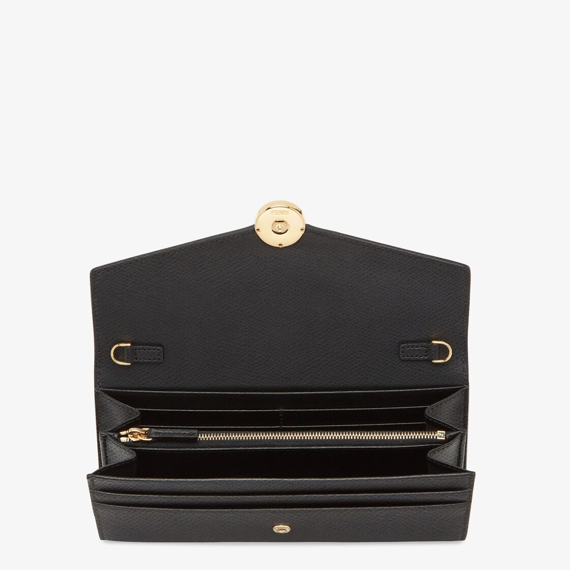 Continental F is Fendi wallet with thin detachable chain shoulder strap. The interior is set out as  - 4