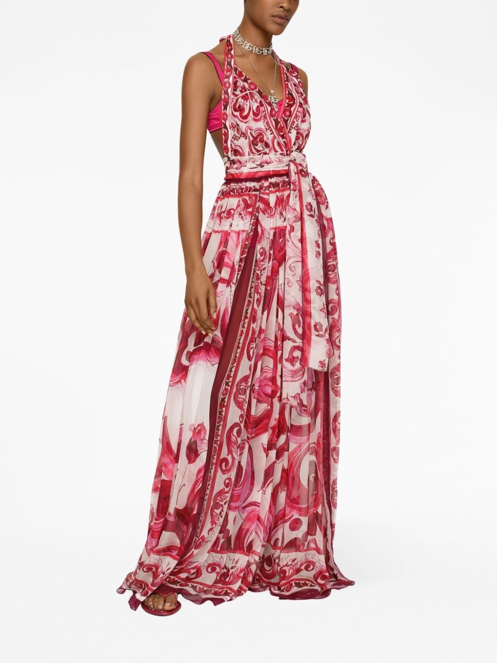 Majolica-print halterneck maxi dress - 2