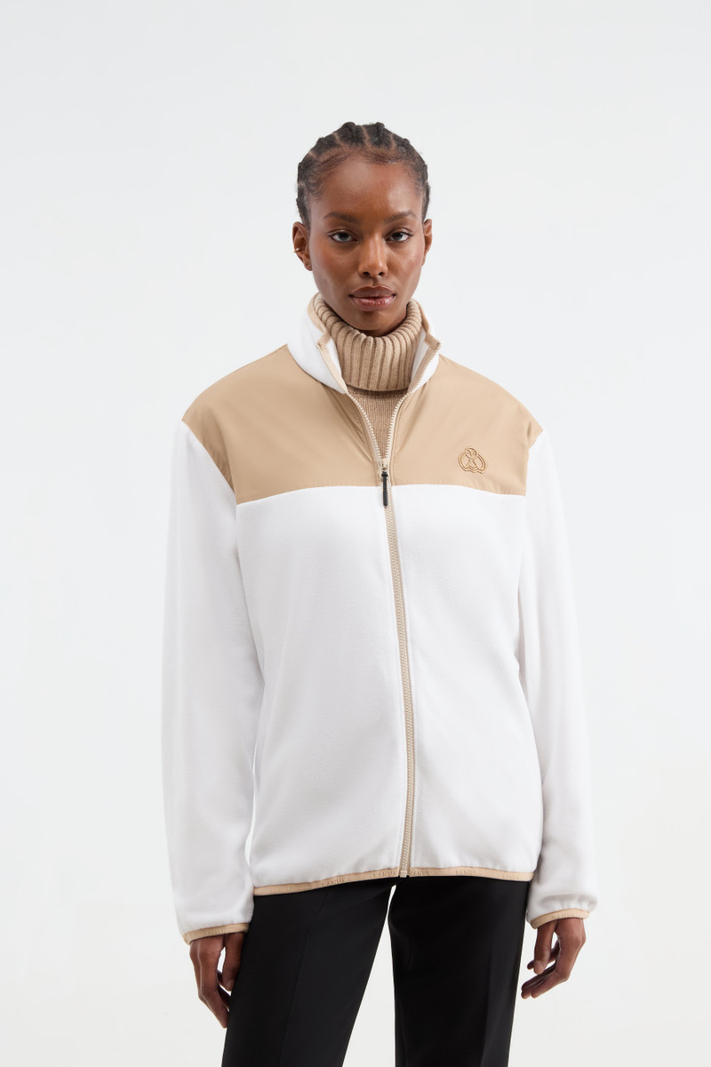 Comox Fleece in White and Beige 1