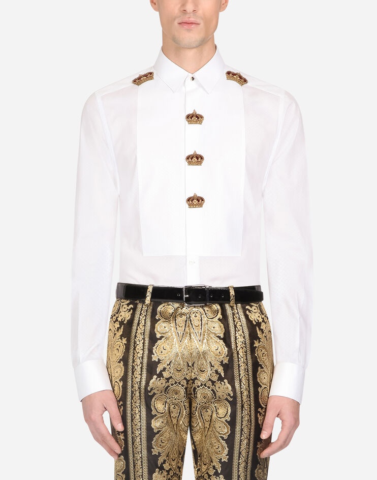 Cotton gold-fit tuxedo shirt with patch - 1