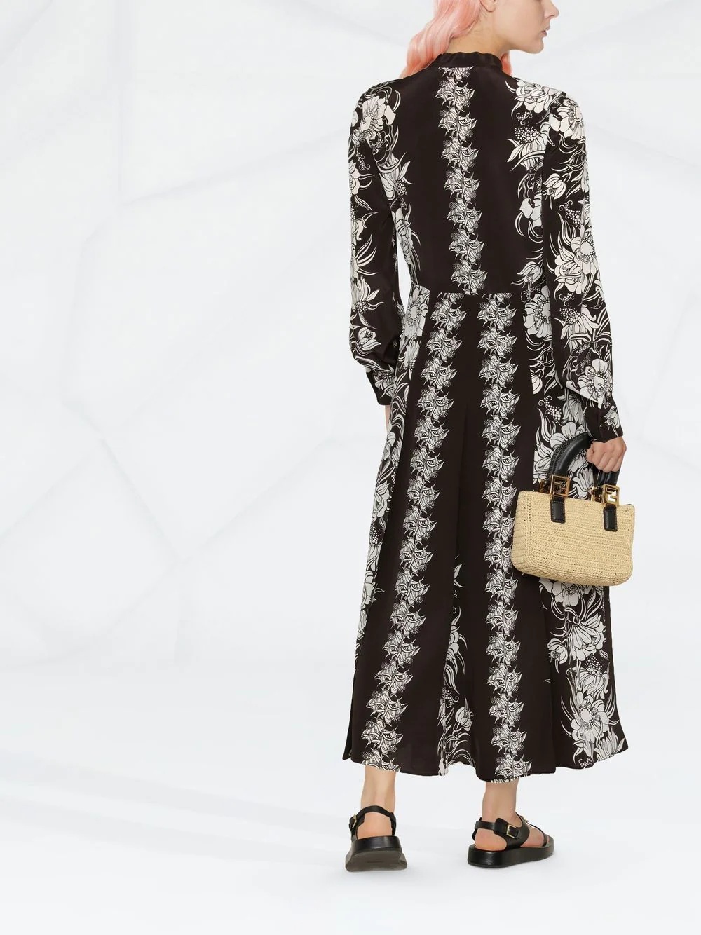 floral-print silk maxi dress - 4