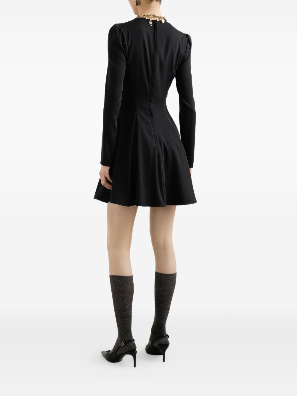 sweetheart-neckline flared dress - 3