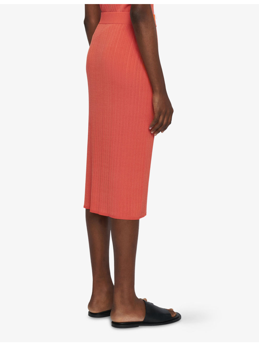 Ribbed Slim-Fit Stretch-Woven Midi Skirt - 4