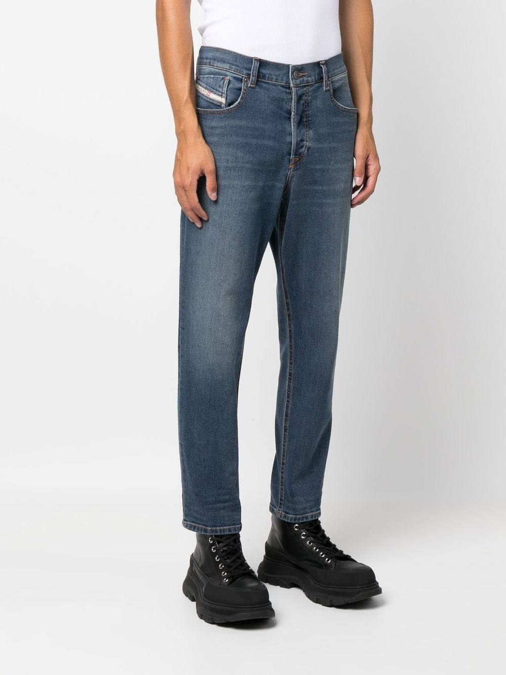 slim-cut washed jeans - 4