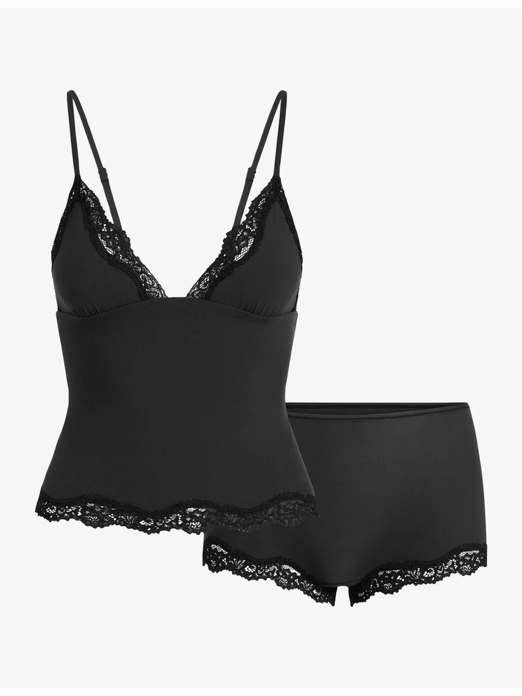 Fits Everybody Lace-Trim Jersey Cami And Shorts Set - 1