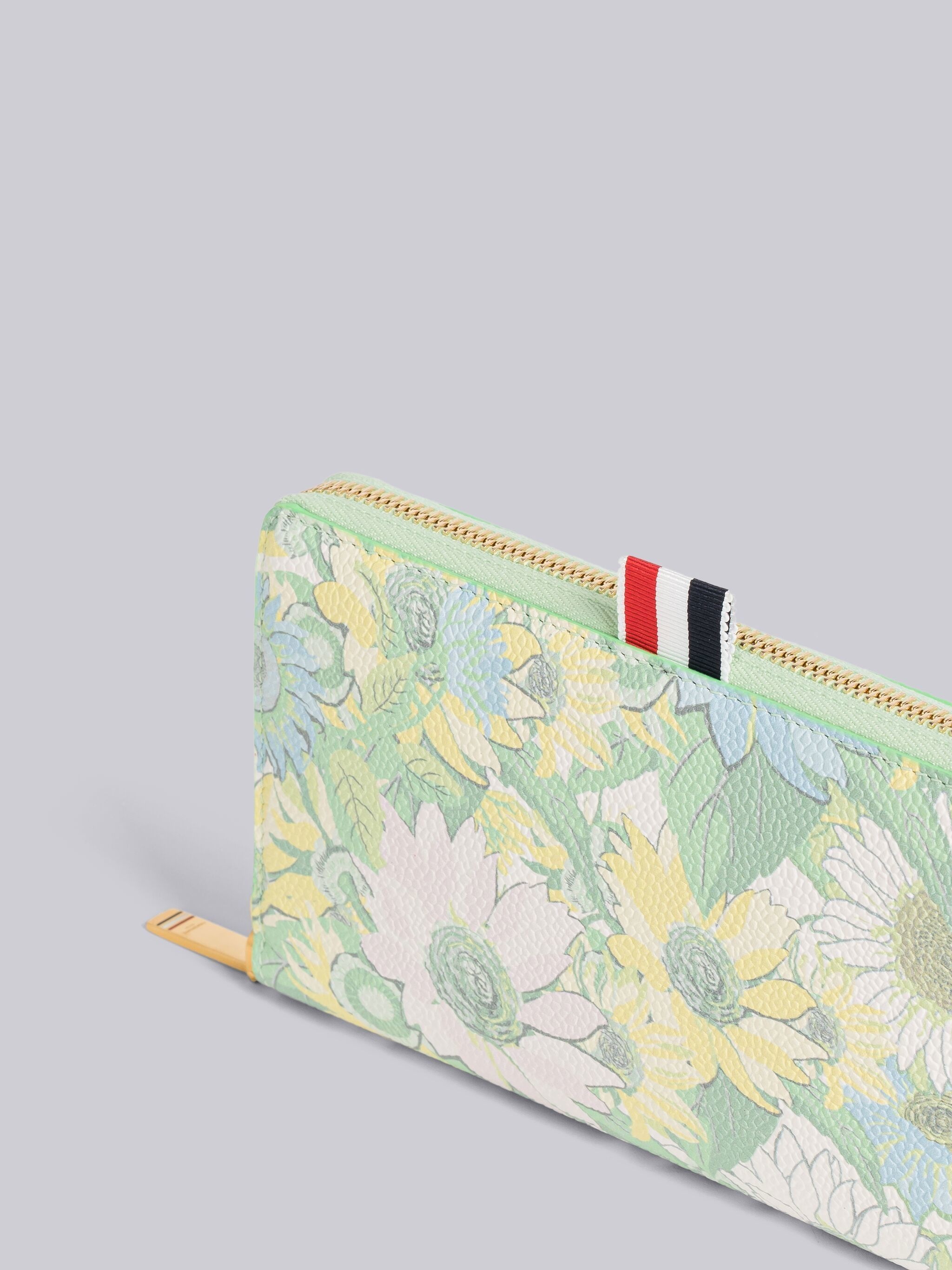 PEBBLE GRAIN LEATHER FLOWER ICON SLIM ZIPAROUND PURSE - 2