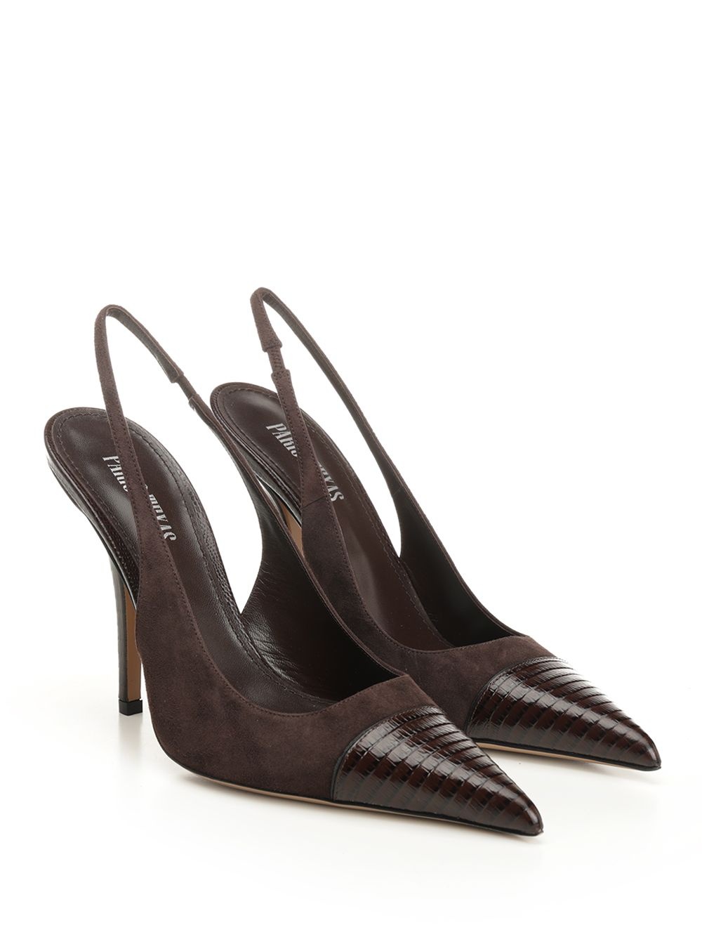 Miranda Slingback 105 Suede And Printed Lizard Pumps Brown - 2