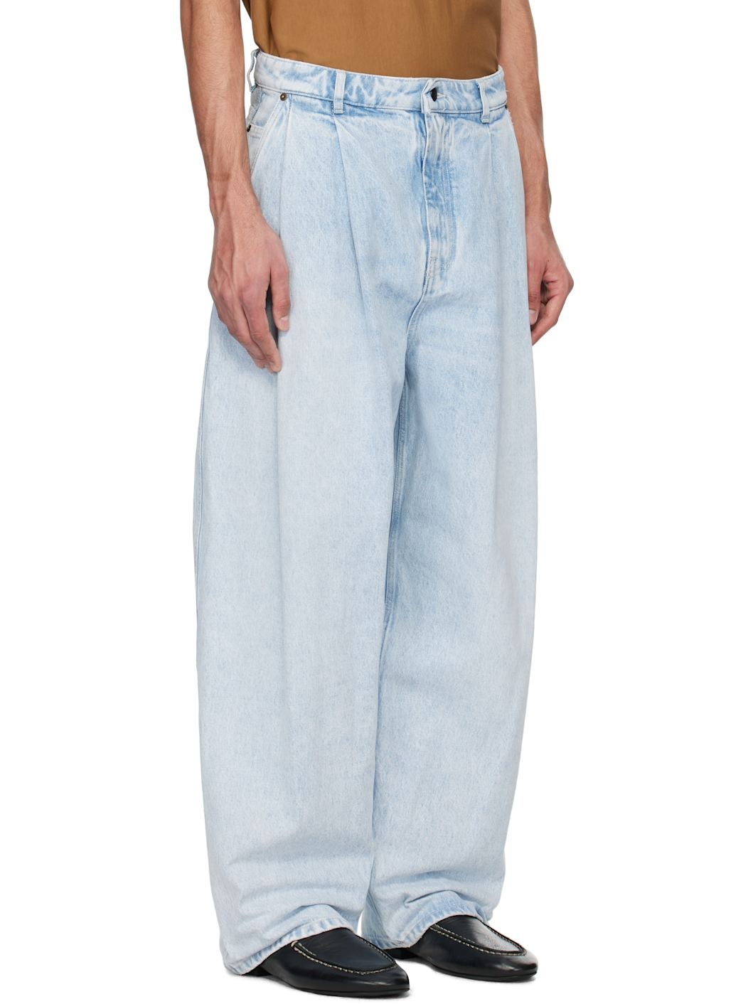 Blue Pleated Jeans - 2