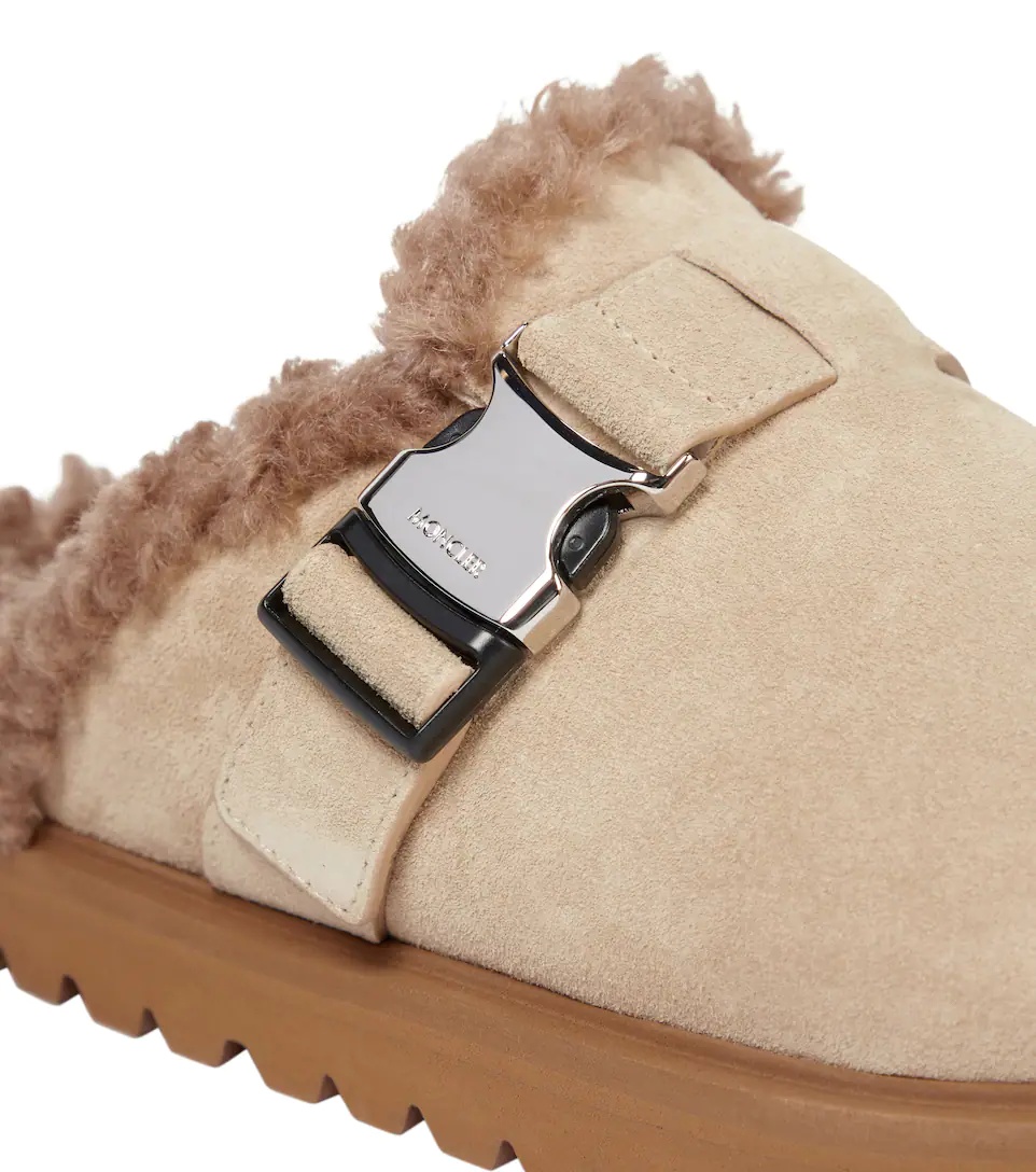 Mon suede and faux shearling slippers - 6