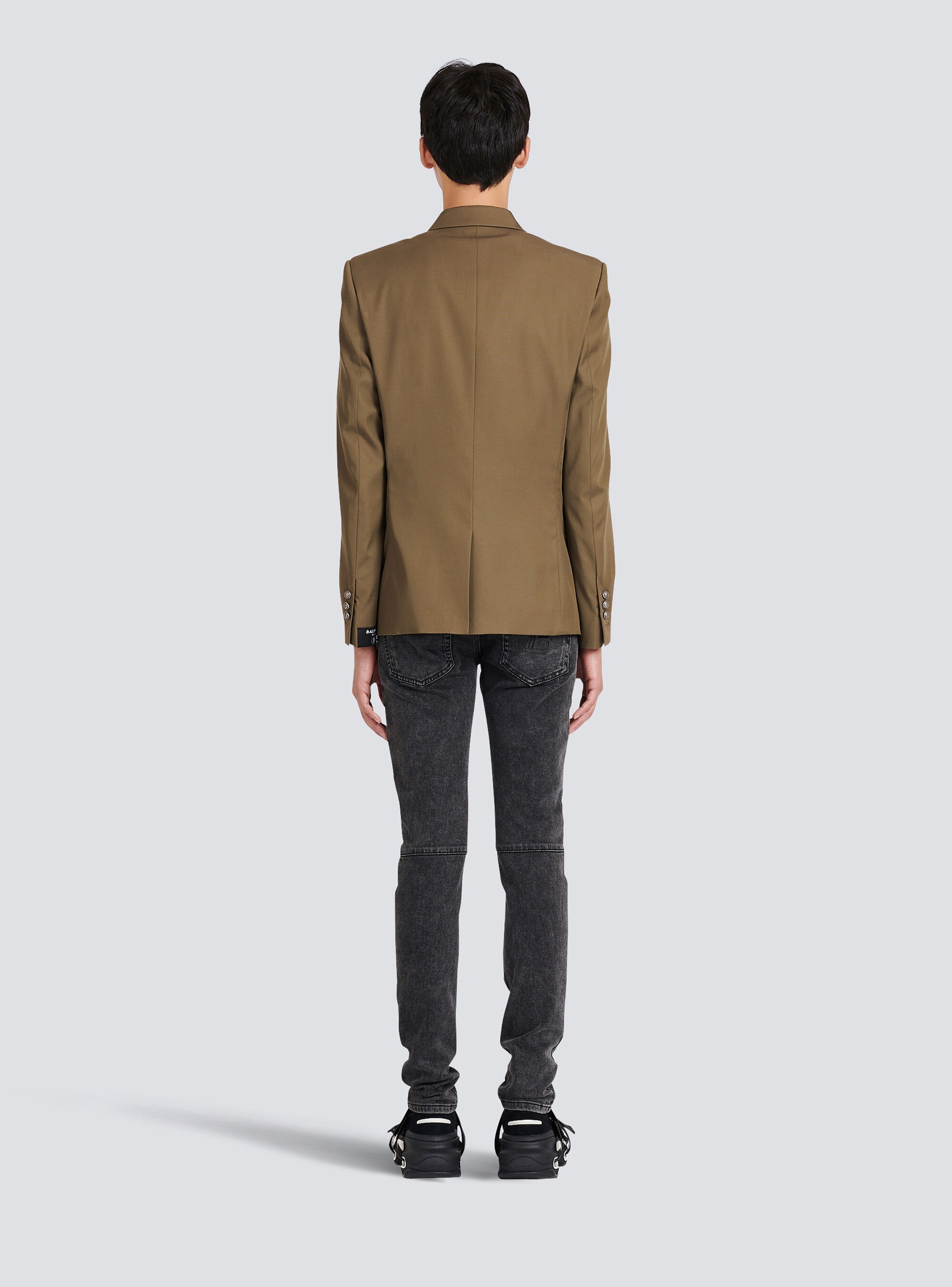 Cotton blazer with double-breasted silver-tone buttoned fastening - 4