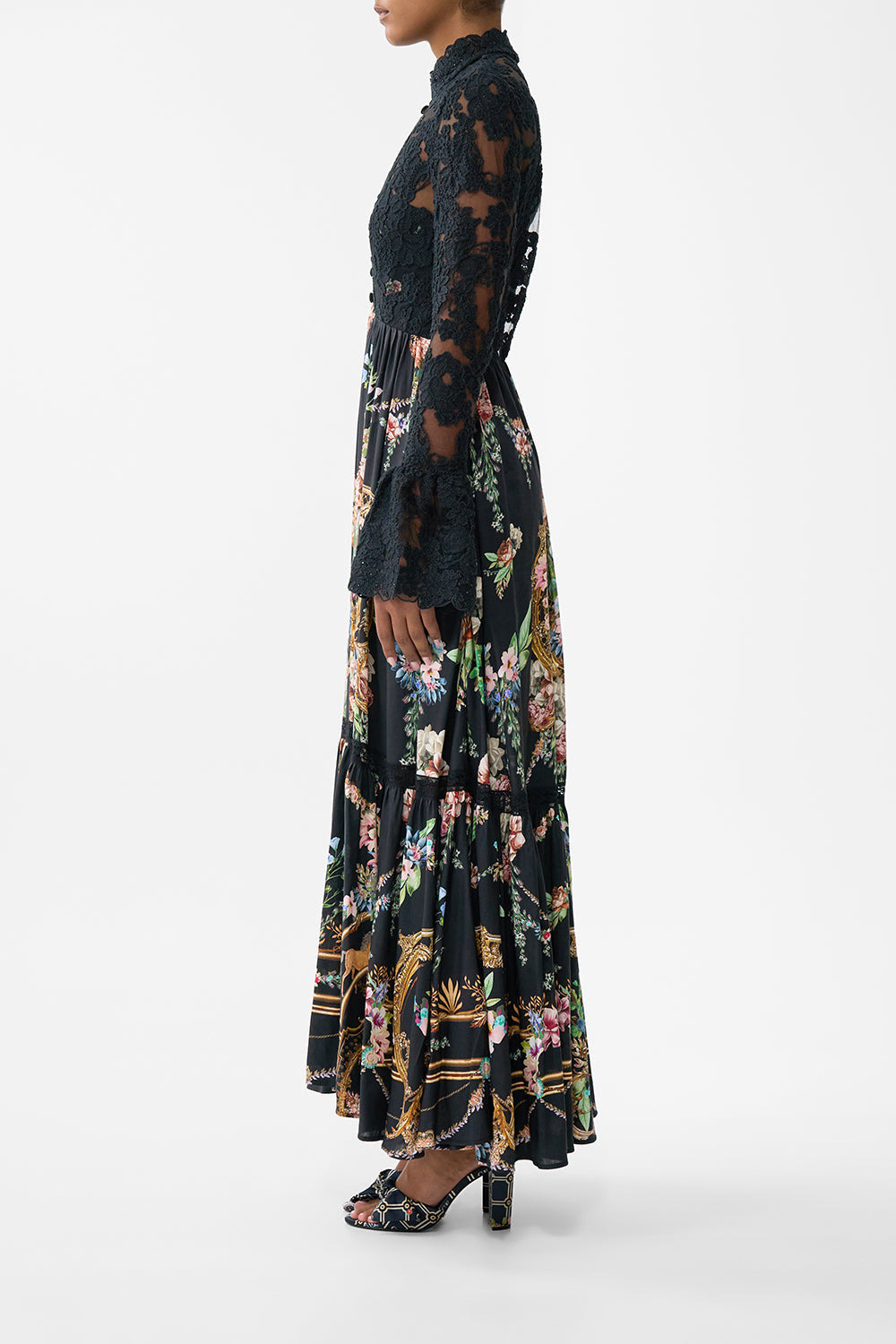 LACE BODICE MAXI DRESS - 4
