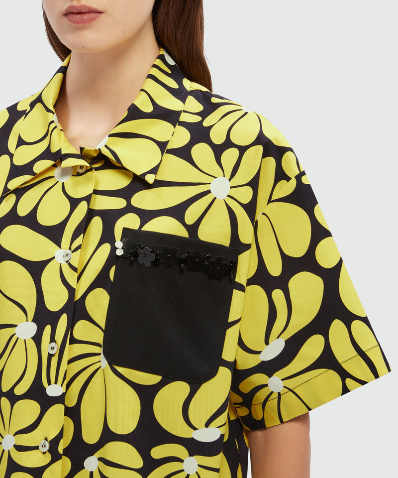 Black and yellow faille shirt with "Eclectic daisy" print 5