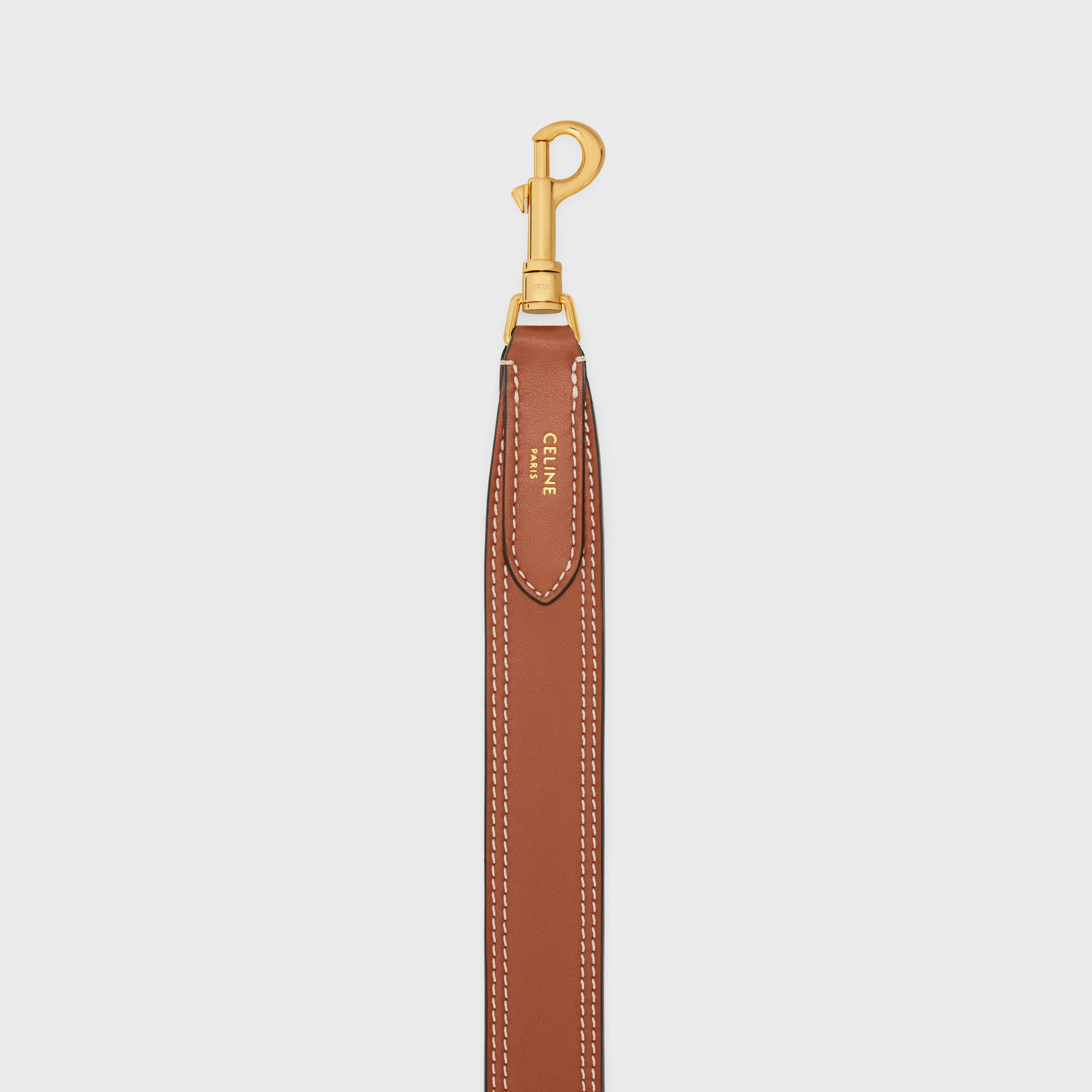 Long Strap in smooth CALFSKIN WITH CELINE EMBROIDERY with Gold Finishing - 4