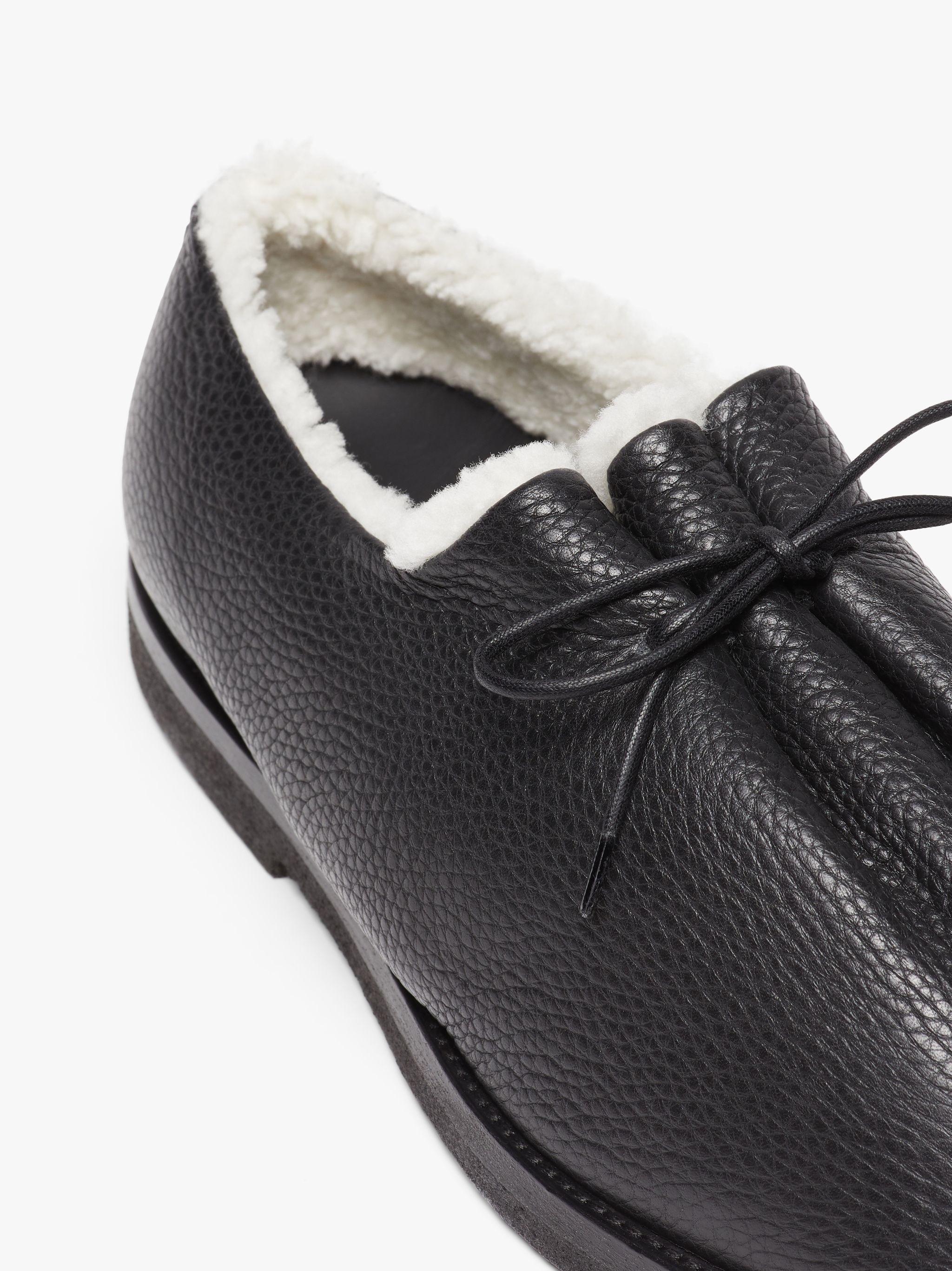 JACQUES SOLOVIÈRE BLACK SHEARLING SUEDE LACE-UP SHOES - 5