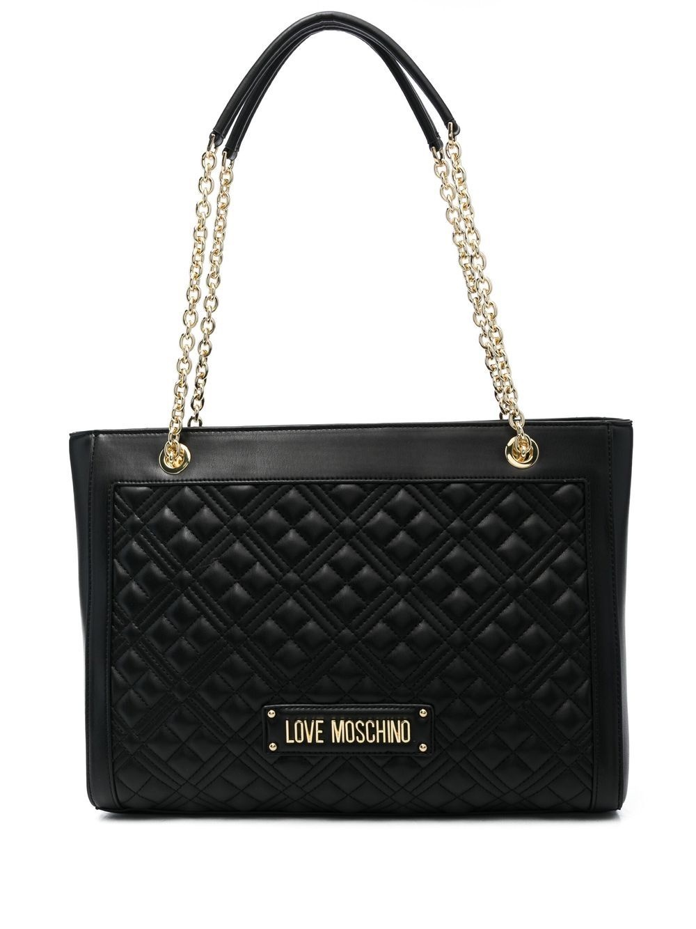 logo-plaque quilted tote bag - 1