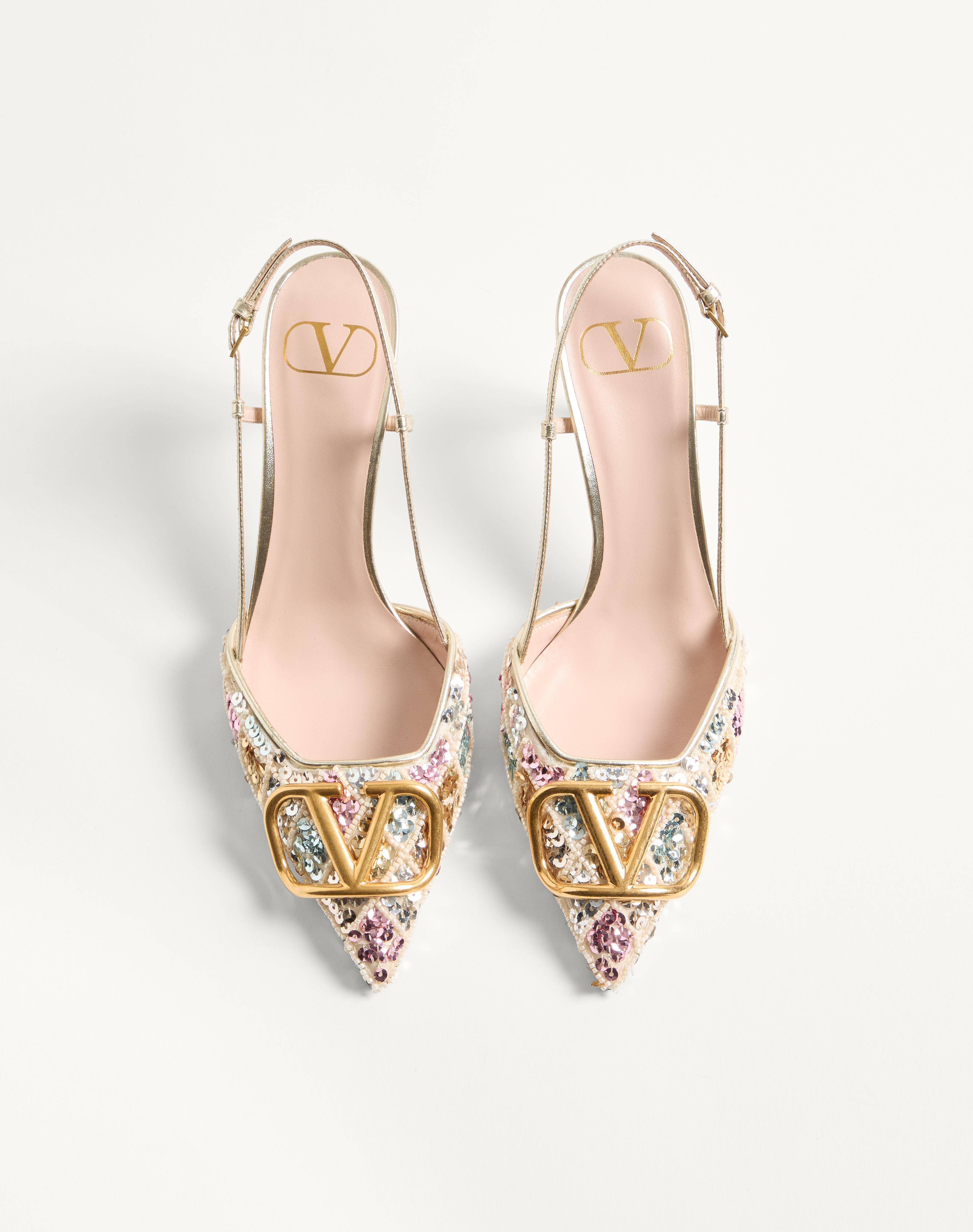 VLOGO SIGNATURE SLINGBACK DÉCOLLETÉ WITH RHOMBELLE EMBROIDERY 80 MM - 4