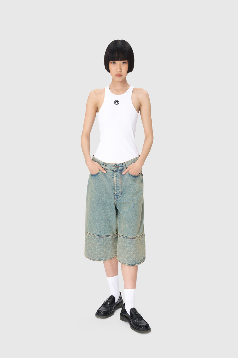Marine Serre Moon Laser Denim Bermudas outlook