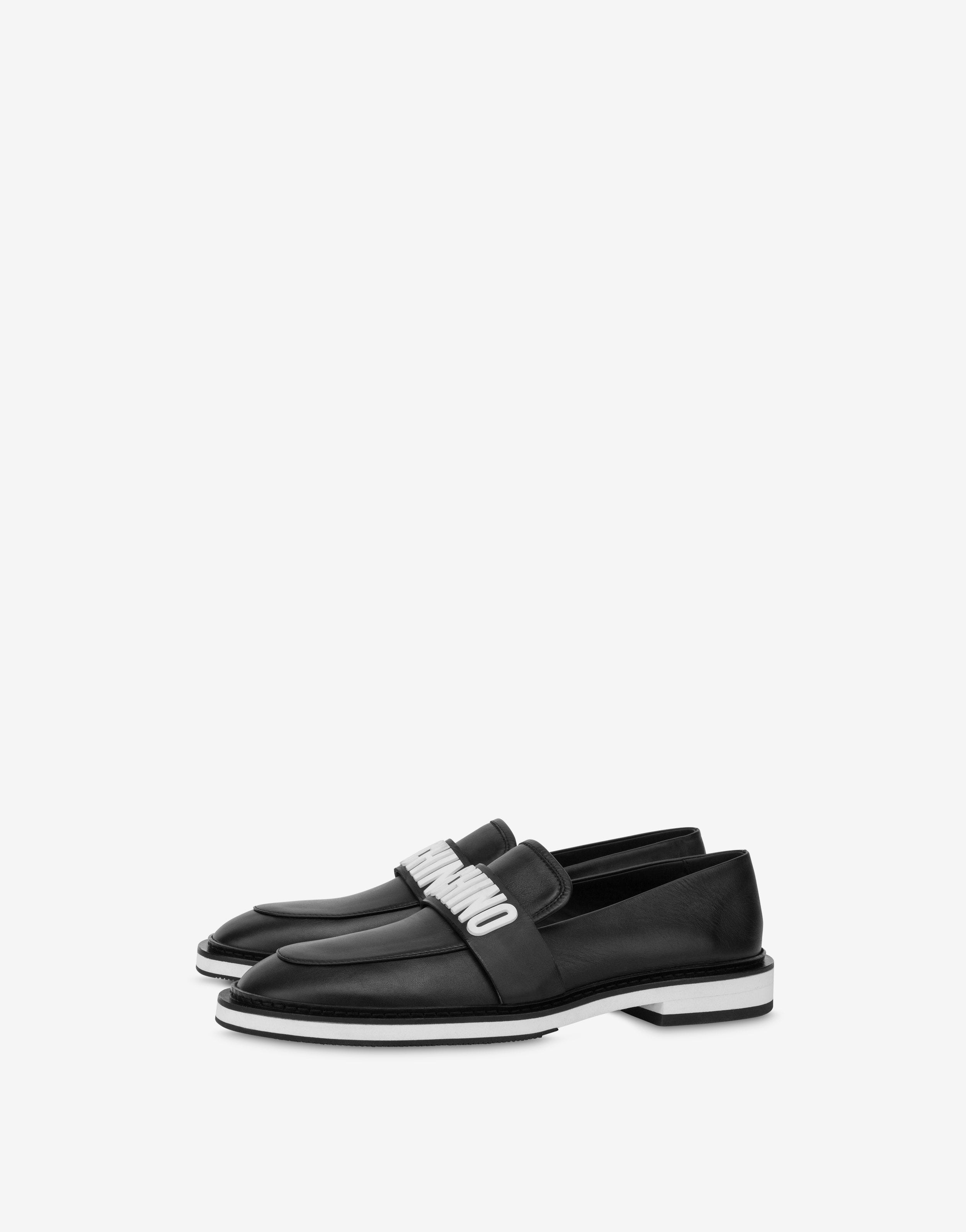 RUBBER LOGO CALFSKIN VARSITY LOAFERS moschino - 1