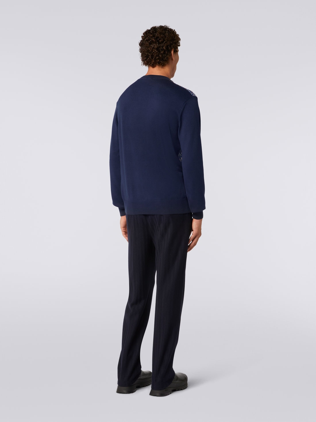 Cotton, silk and viscose chevron crew-neck pullover - 4