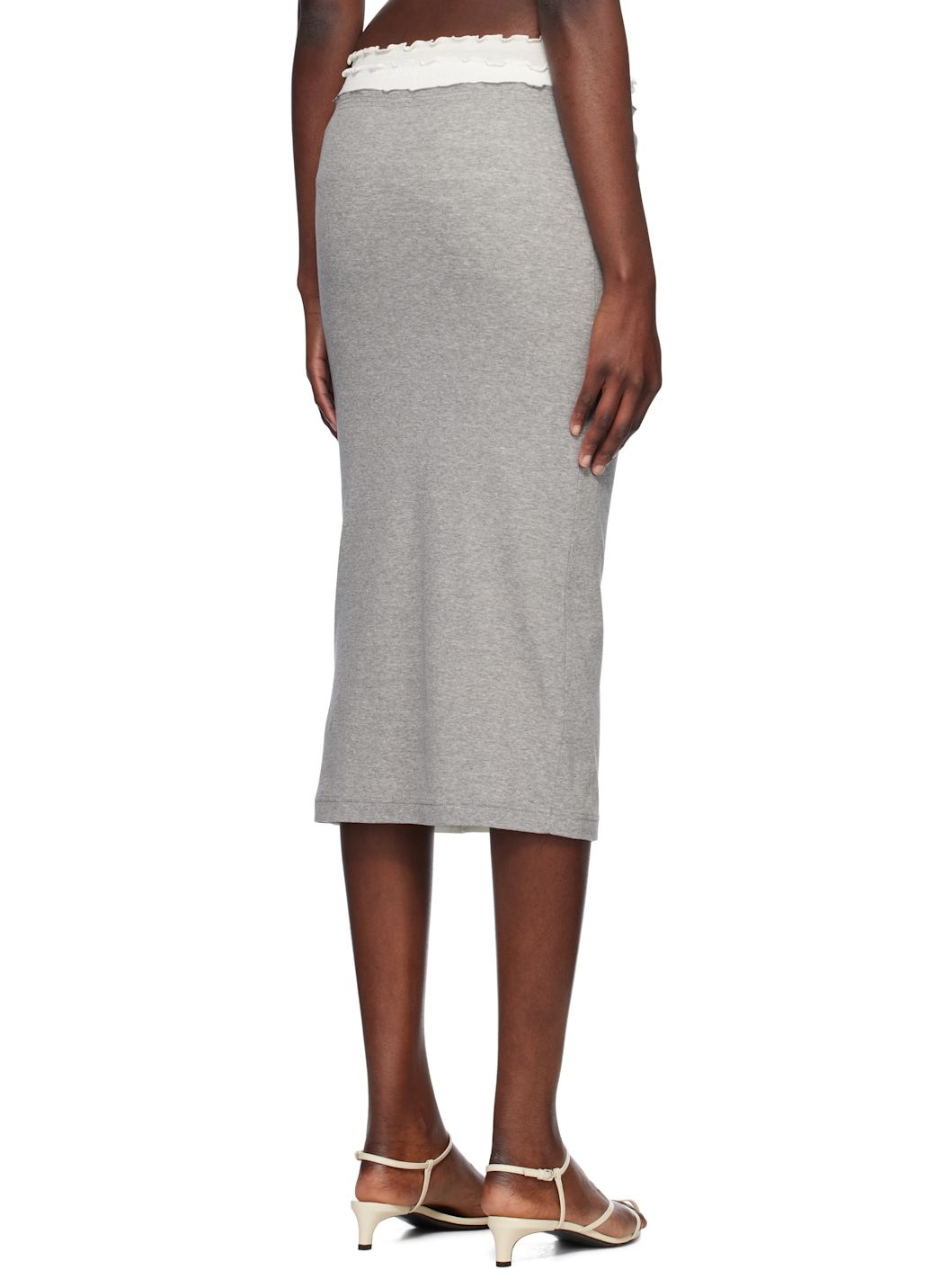 Gray 3 Layers Midi Skirt Set - 3