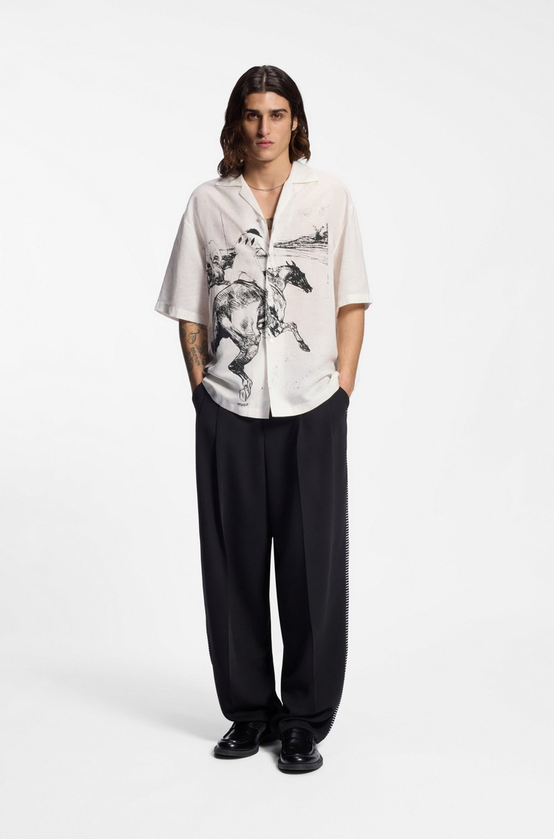 HUGO OVERSIZED-FIT SHIRT WITH HORSE RACING PRINT outlook