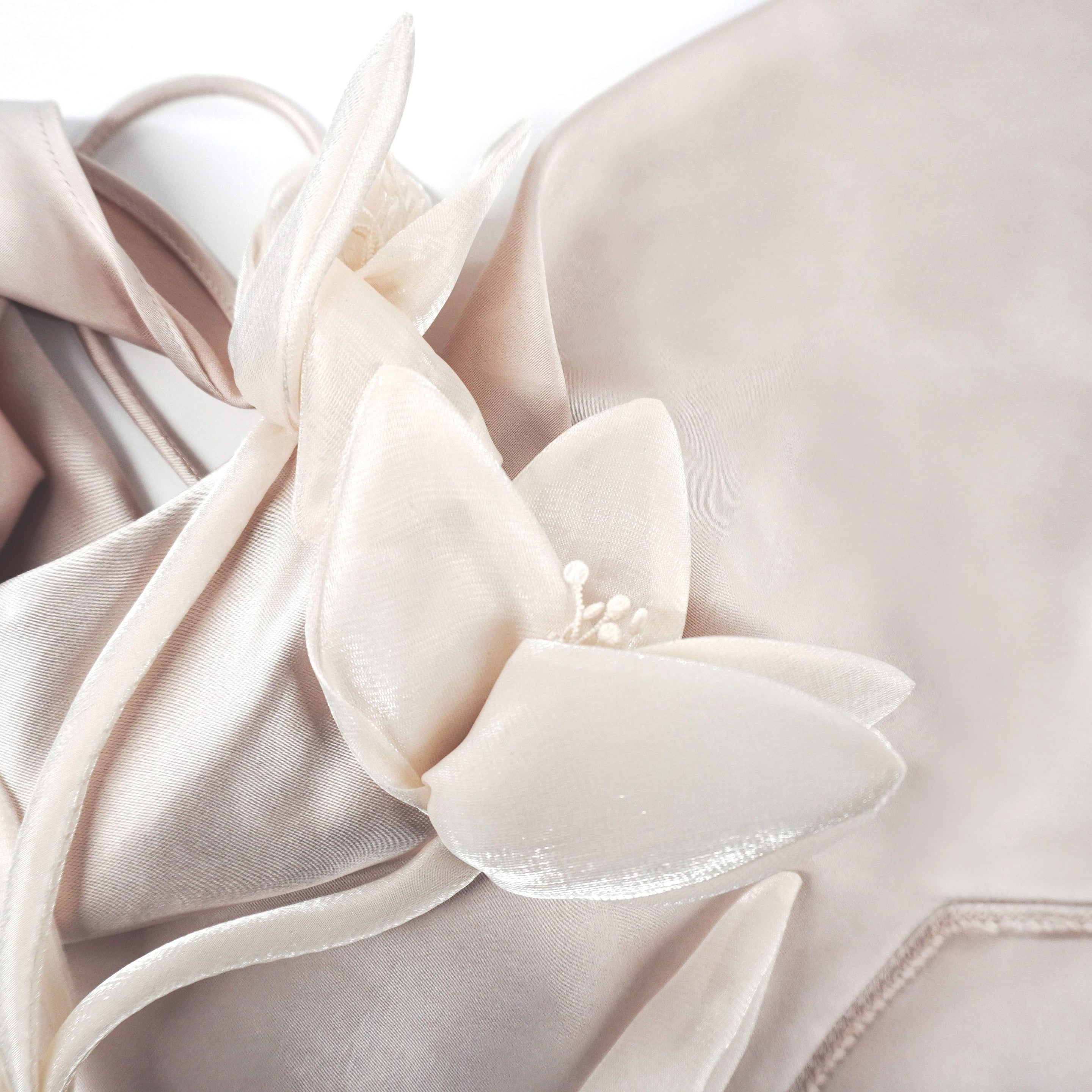 Champagne Flower Satin Mini Dress - 5