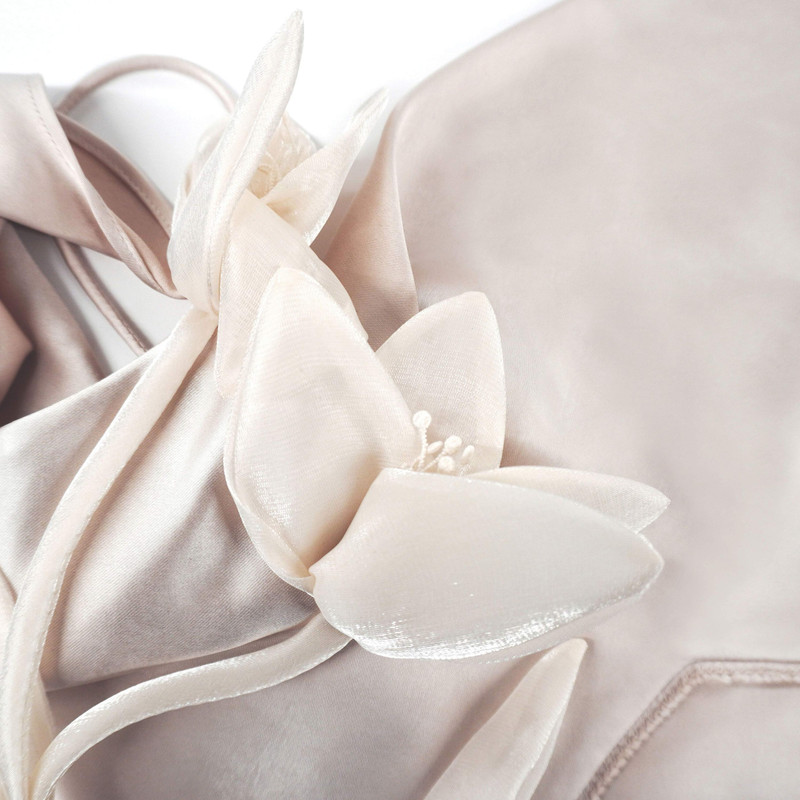 Champagne Flower Satin Mini Dress 5
