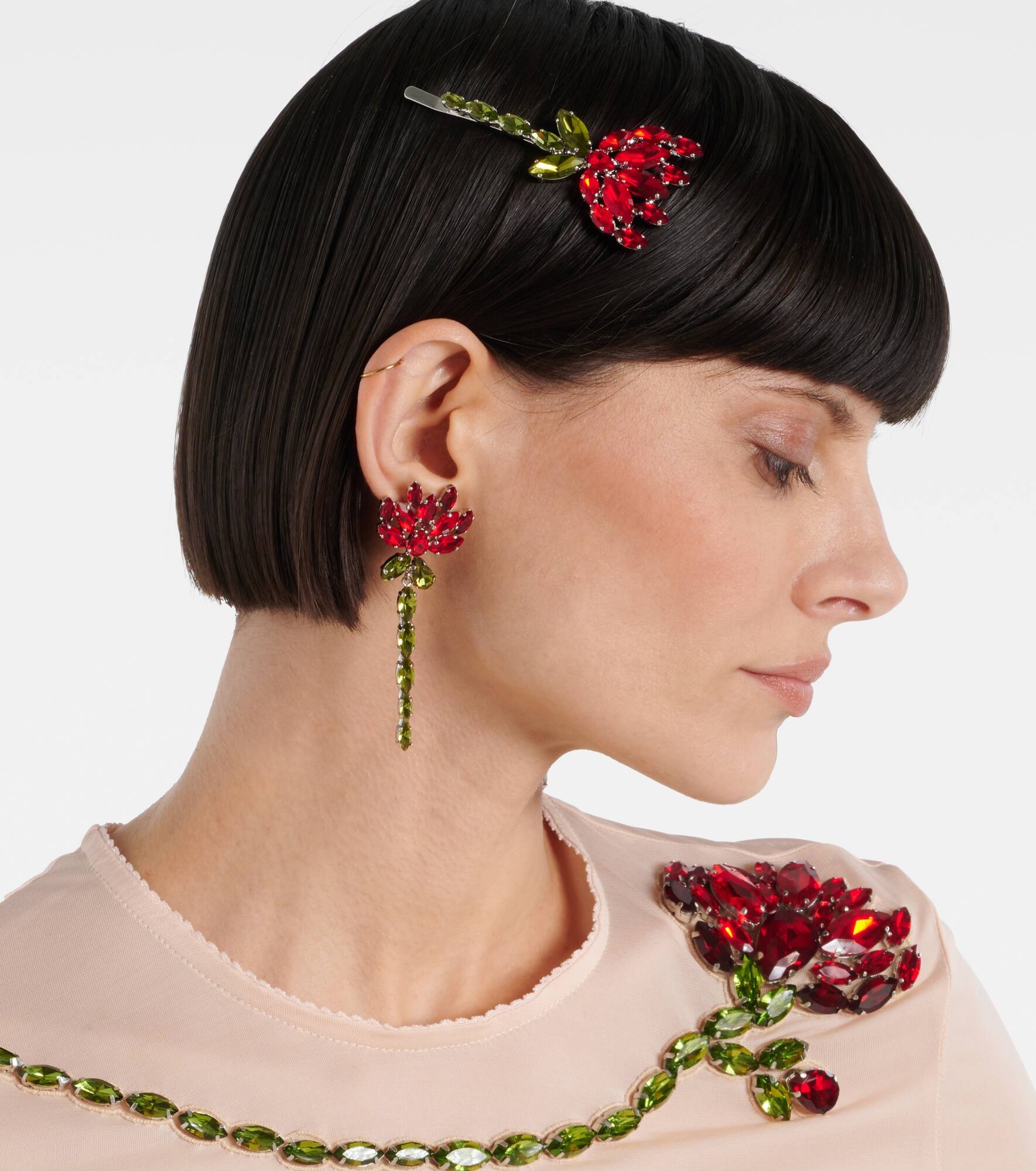 Carnation crystal-embellished hair clip - 2