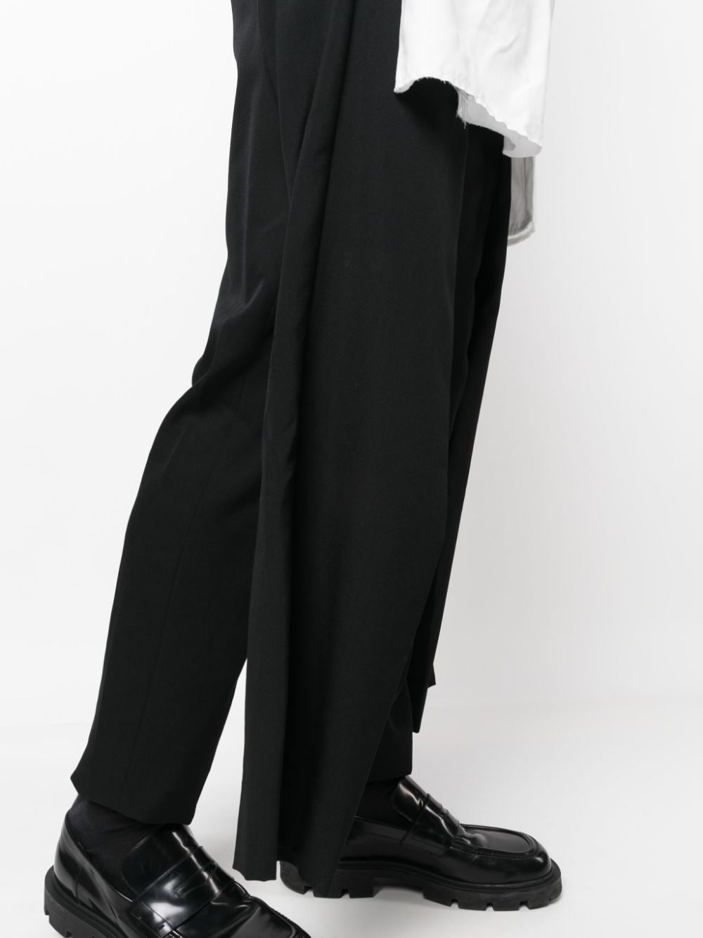 draped-panel slim-fit wool trousers - 5