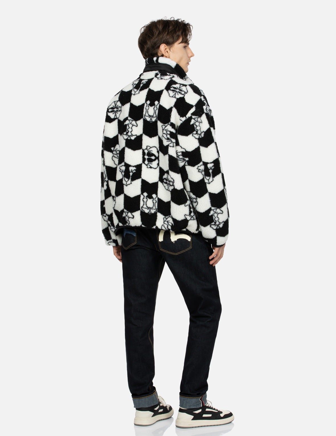 MONOGRAM JACQUARD RELAX FIT ZIPPED SHERPA JACKET - 4