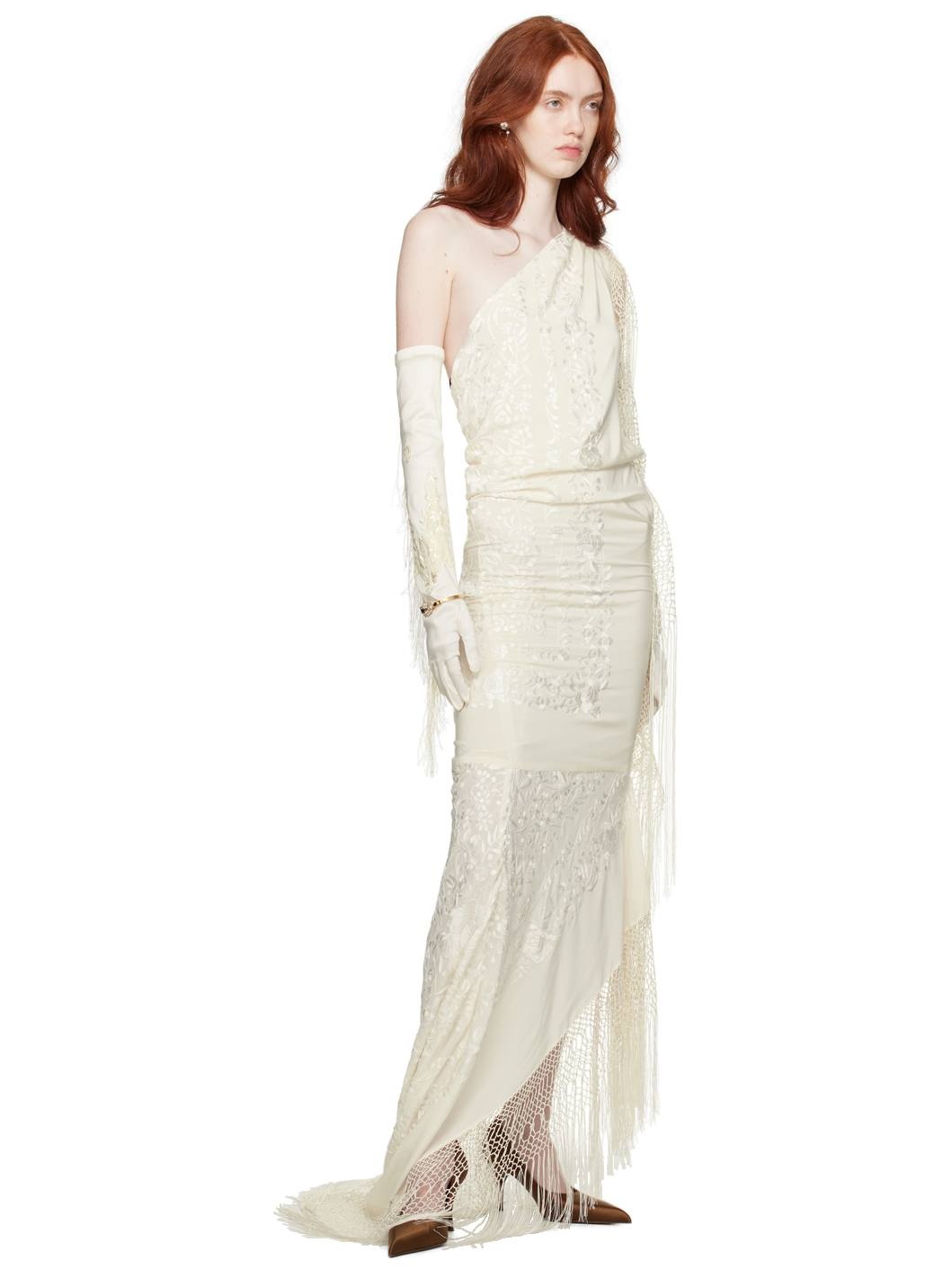 SSENSE Exclusive Off-White Piano Shawl Maxi Dress - 5