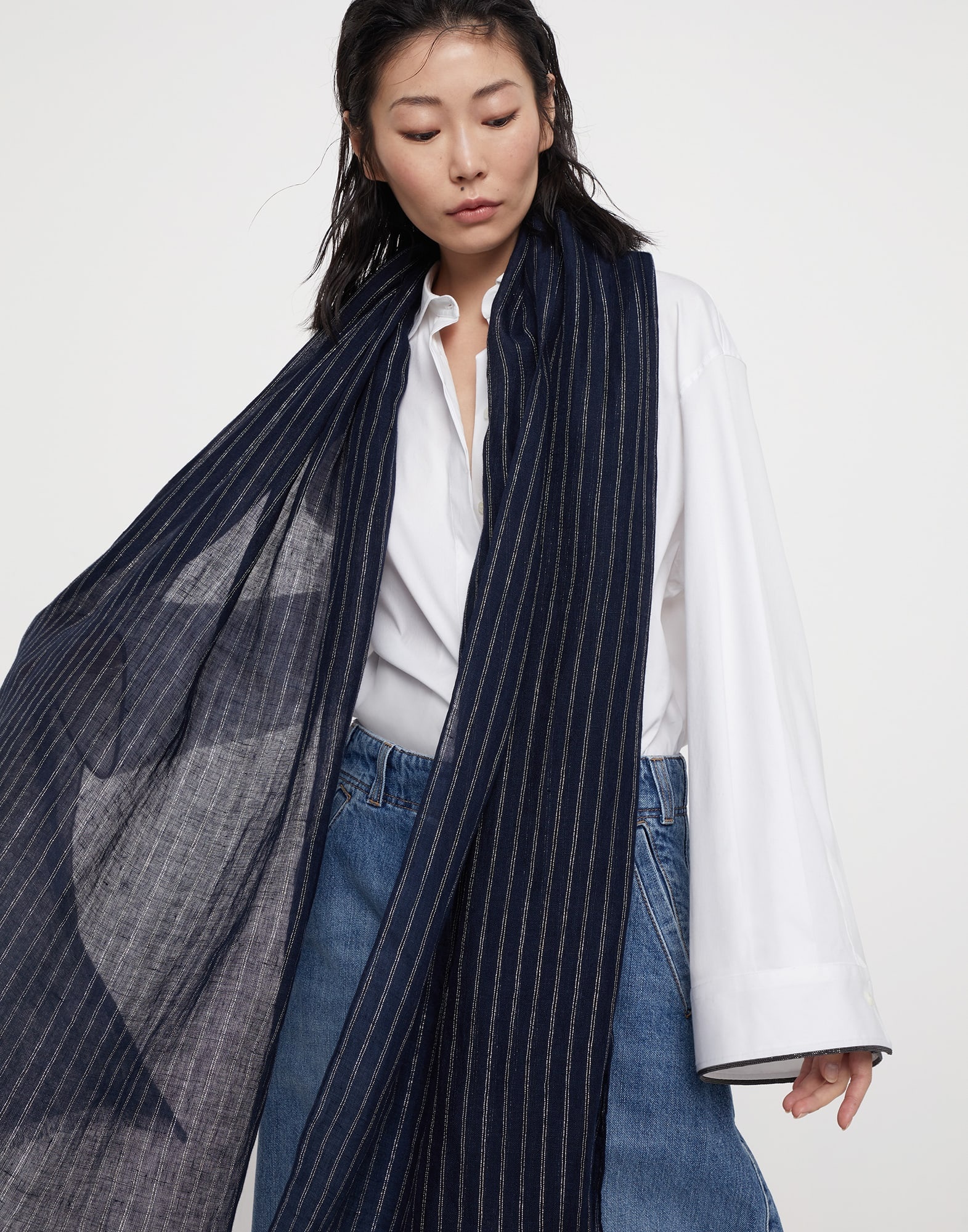 Linen sparkling stripe scarf 3