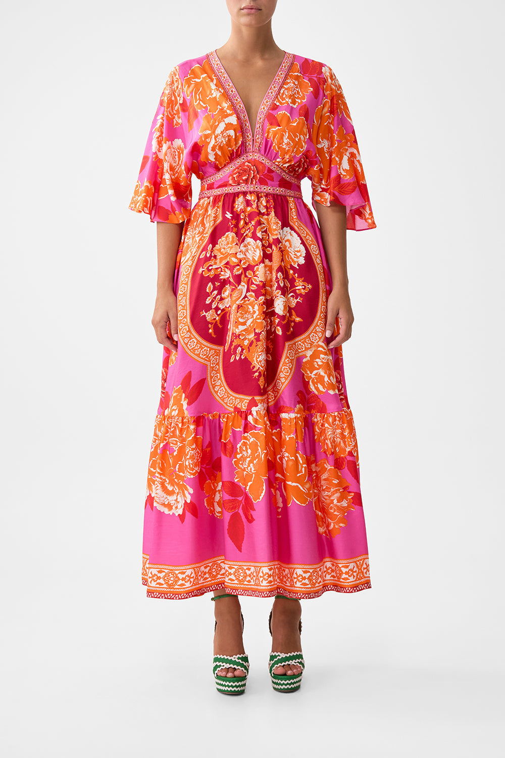 WAISTED DRESS WITH HEM RUFFLE - 2
