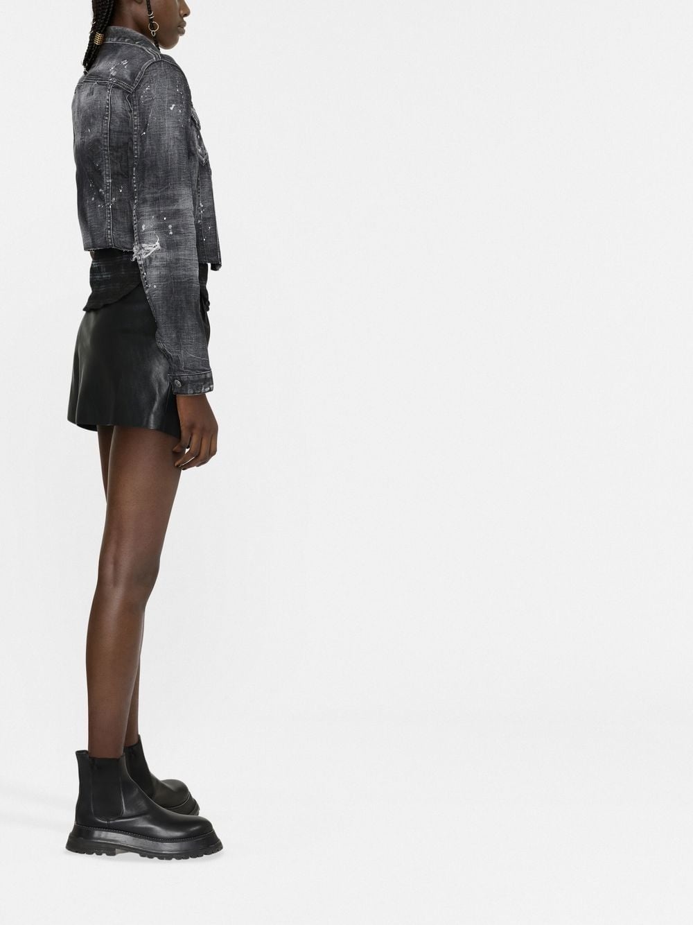 distressed-effect denim jacket - 3