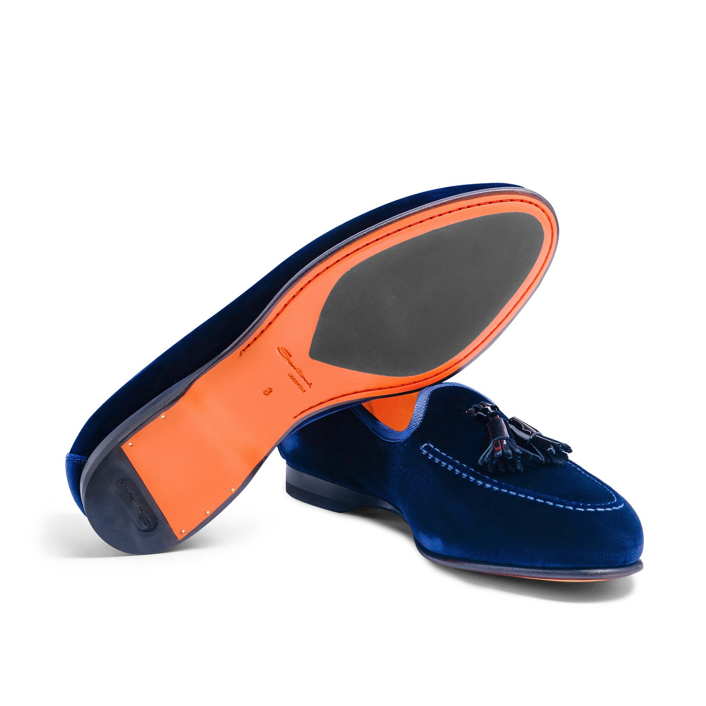 Men’s blue velvet Andrea tassel loafer - 3