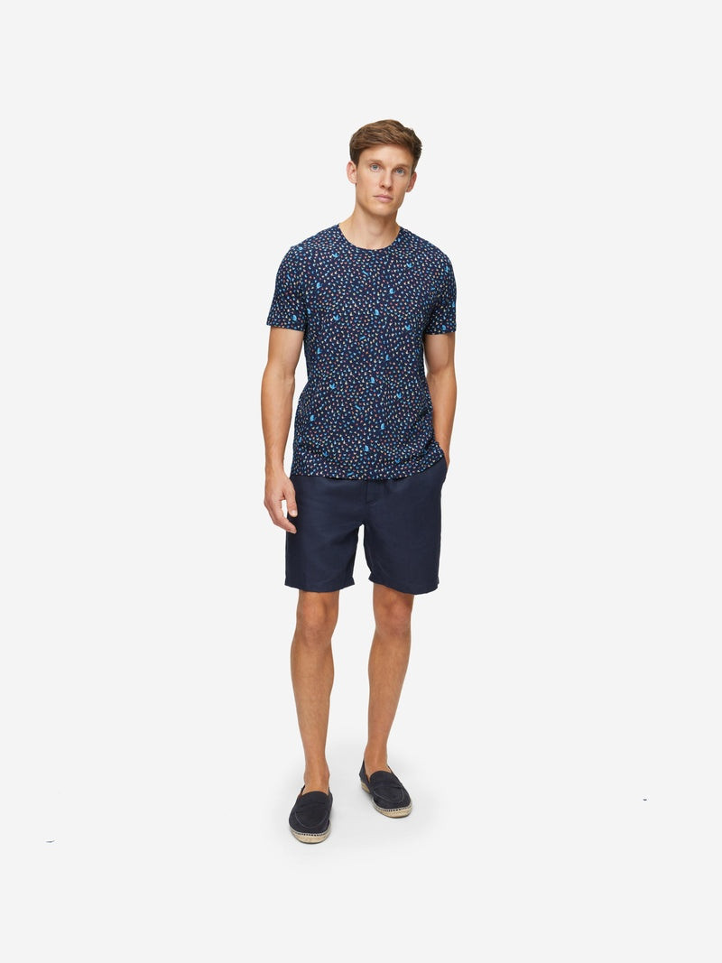 Derek Rose Men's T-Shirt Robin 12 Pima Cotton Navy outlook