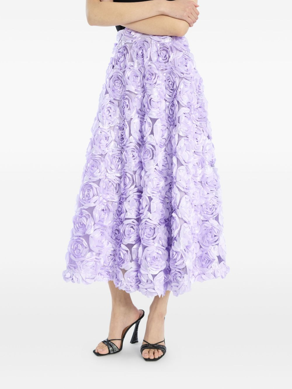 rose-embellished midi skirt - 4
